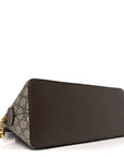 GG Supreme Monogram Web Medium Ophidia Top Handle Dome Bag Brown