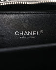 Metallic Caviar Quilted Small CC Filigree Vanity Case Dark Silver