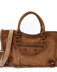 Waxed Suede Calfskin Classic Hardware Medium Le City Camel