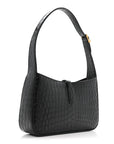 Calfskin Crocodile Embossed Le 5 A 7 Hobo Black
