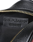 Giant Check Calfskin Small Camera Bag Black