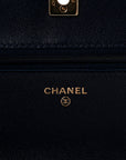 Lambskin Quilted Hold The Line Wallet On Chain WOC Dark Blue