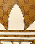 X ADIDAS Crystal Vintage Monogram Textured Dollar Calfskin Web Trefoil Small Ophidia Round Shoulder Bag Mid Natural Nut Off White New Acero