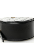 Lambskin Quilted Round Clutch With Chain Black
