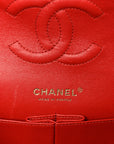 Lambskin Quilted Medium Double Flap Red