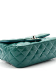 Patent Quilted Mini Rectangular Flap Turquoise