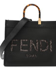Vitello King Plexiglass Elaphe Python Print Logo Medium FNDI Sunshine Shopper Tote Dark Asphalt