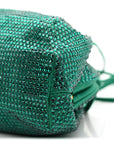Satin Crystal Embellished The Mini Pouch Emerald
