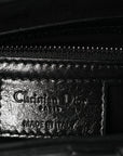 Shiny Crinkled Calfskin Studded Saddle Bag Black