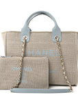 Mixed Fibers Calfskin Small Deauville Tote Grey Light Blue