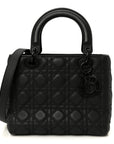 Ultra Matte Calfskin Cannage Medium Lady D1OR Black