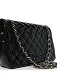 Patent Quilted Jumbo Double Flap Black