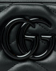 Calfskin Matelasse Monochrome Small GG Marmont Chain Shoulder Bag Black