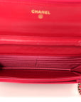 Lambskin Micro Quilted Wallet On Chain WOC Fuchsia