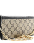 Dollar Calfskin GG Supreme Monogram Petite GG Marmont Wallet Chain Bag Black Beige Ebony