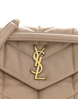 Lambskin Quilted Small Loulou Puffer Monogram Chain Satchel Dark Beige