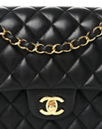 Lambskin Quilted Medium Double Flap Black