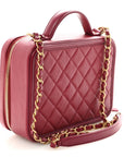 Caviar Quilted Medium CC Filigree Vanity Case Burgundy
