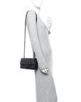 Pearly Lambskin Quilted Mini Rectangular Flap So Black