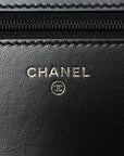 Lambskin Quilted All About CHNL Charm Wallet On Chain WOC Black