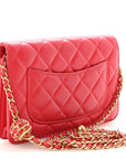 Lambskin Quilted CC Pearl Crush Wallet on Chain WOC Red