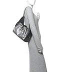Metallic Caviar Quilted Small CHNL 25 Handbag Anthracite