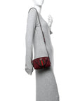 GG Supreme Monogram Textured Dollar Calfskin Web Super Mini Ophidia Top Handle Bowler Bag Rosso Ancora