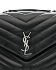 Calfskin Y Quilted Monogram Medium Loulou Chain Satchel Black