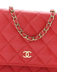 Caviar Quilted Wallet on Chain WOC Red