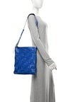 Paper Calfskin Maxi Intrecciato Cassette Messenger Blue