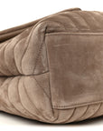Suede Y Quilted Monogram Medium Loulou Chain Satchel Taupe