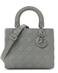 Ultra Matte Calfskin Cannage Medium Lady D1OR Grey Stone