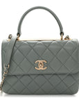 Lambskin Quilted Small Trendy CC Flap Dual Handle Bag Light Grey