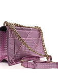 Metallic Patent Micro-Cannage Medium D1ORama Flap Bag Pink