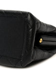 Caviar Quilted Kisslock Shoulder Bag Black