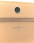 Caviar Quilted Wallet on Chain WOC Beige