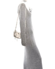 Extra Supple Calfskin Crocodile Embossed Le Cagole Mini Purse With Chain White