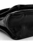 Crinkled Calfskin Matelasse Monogram Medium Niki Chain Satchel Black
