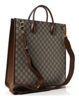 GG Supreme Monogram Textured Dollar Calfskin Medium Retro Interlocking G Vertical Tote Bag Beige Ebony Brown Sugar