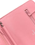Lambskin Quilted CC Crossing Wallet On Chain WOC Pink