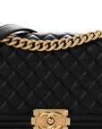 Lambskin Quilted Medium Boy Flap Black
