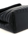 Calfskin Y Quilted Monogram Monochrome Medium Loulou Chain Satchel Black