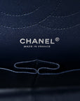 Lambskin Quilted Jumbo Double Flap Navy