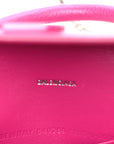 Grained Calfskin Tonal B Hourglass Top Handle Crossbody Phone Holder Fuchsia