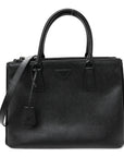 Saffiano Lux Monochrome Large Galleria Double Zip Tote Black