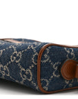 New Denim GG Monogram Dollar Calfskin Mini Ophidia Shoulder Bag Blue Tea Cuir Epilog