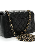 Lambskin Quilted Mini Rectangular Flap Black