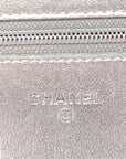 Metallic Lambskin Quilted Wallet On Chain WOC Silver