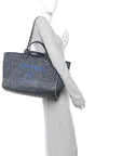 Lurex Canvas Medium Deauville Tote Navy Blue