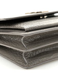 Calfskin Crocodile Embossed Medium Monogram Sunset Fog